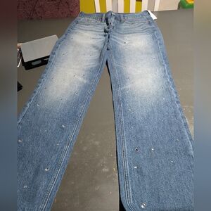 Aeropostale Low Rise Baggy Size 6R Takeoff Wash Sample Cut Embellished Jeans